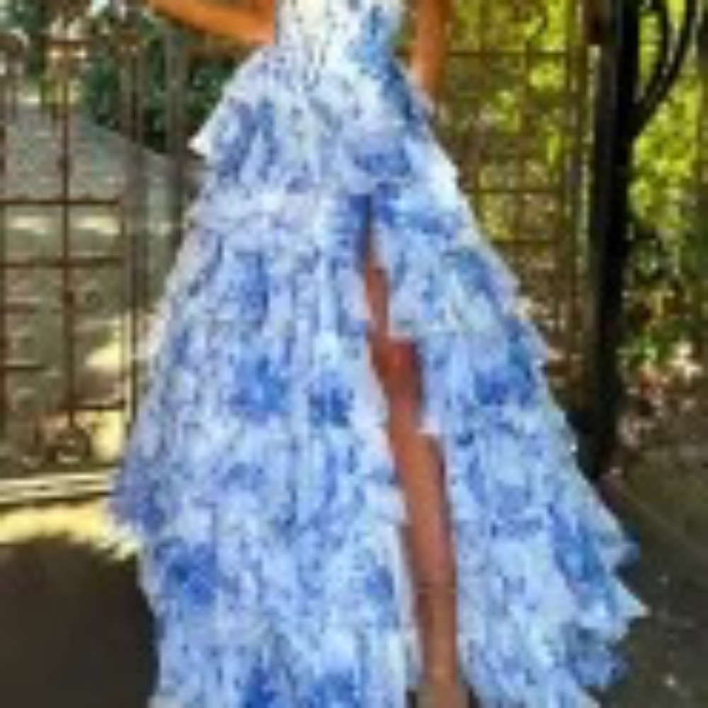 BABYONLINE STRAPLESS CHIFFON A-LINE PROM DRESS BLUE XS - Picture 15 of 15